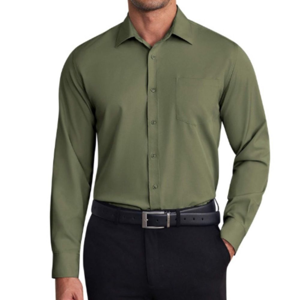 Coofandy Men’s Green Dress Shirt Wrinkle Free Long Sleeve Button Down XL NWT